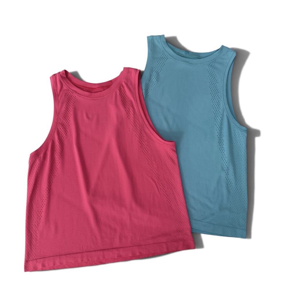 Lululemon LOT Train to Be Tank Top Pink blue Seamless Mesh Relaxed 6